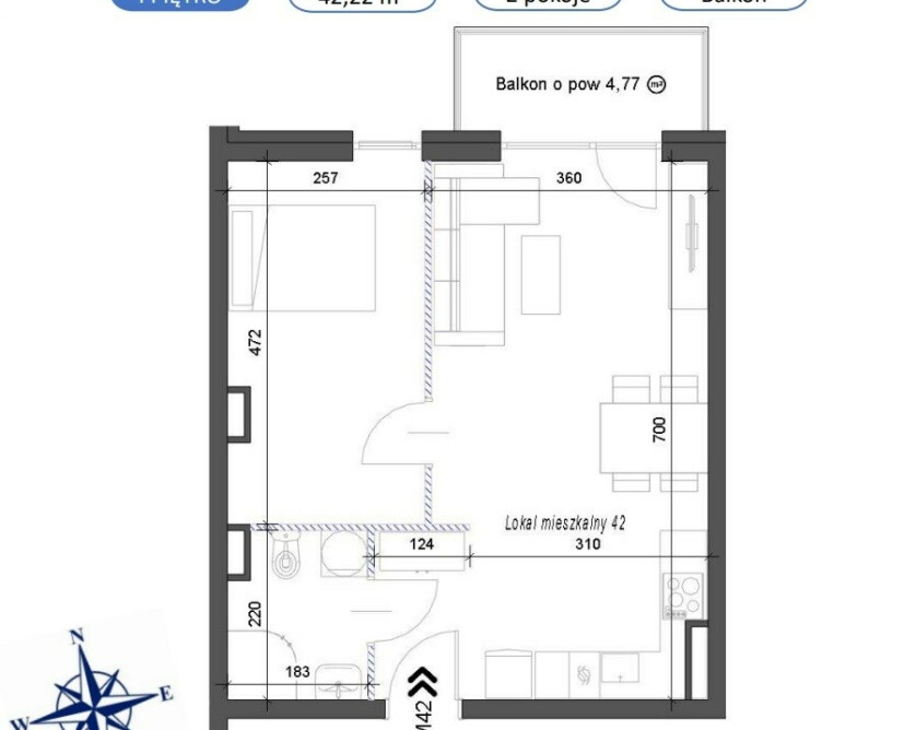 Na sprzedaż nowe mieszkanie w stanie deweloperskim 2 pokoje pierwsze piętro winda Piła- Górne. - 8