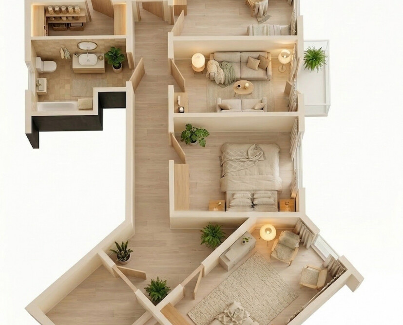 4 pokoje Piła ul. Staromiejska | 72 m², 1 piętro, 2 balkony - 1